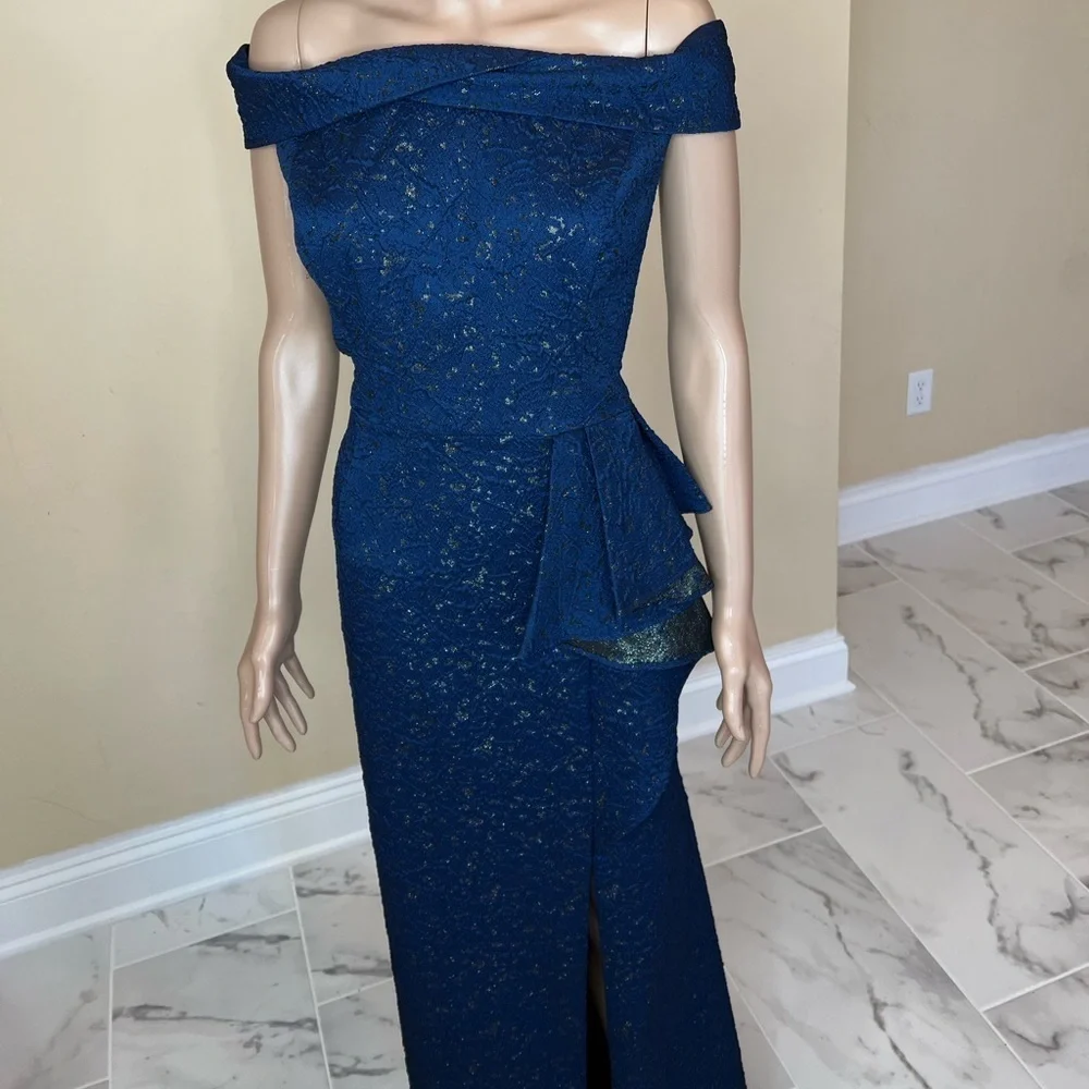 Adrianna papell off the shoulder jacquard dress - Picture 2 of 10